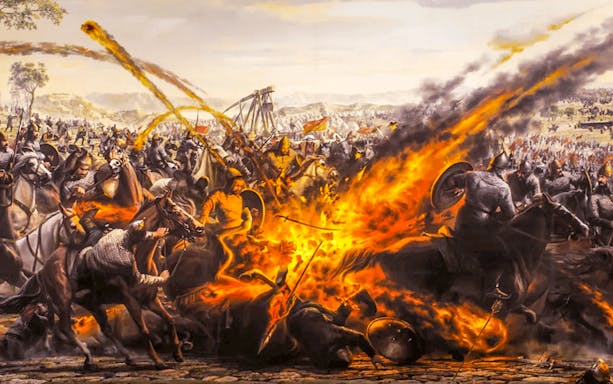 Battle scene from the Istanbul Panorama 1453 History Museum exhibit.