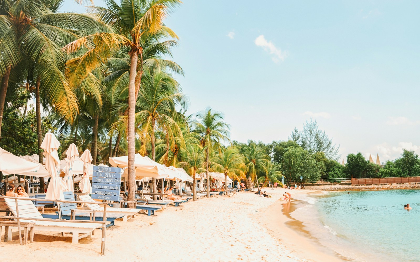 Coastline Siloso Beach on Sentosa island resort in Singapore