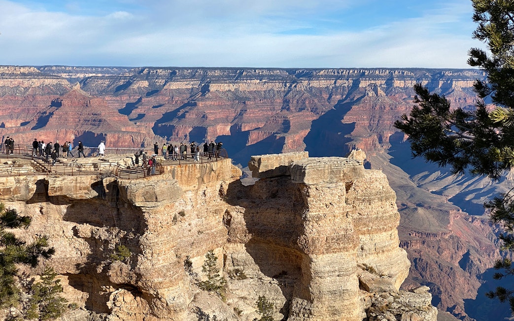 Visitors at Grand Canyon viewpoint, part of Go City: Las Vegas All-Inclusive Pass.