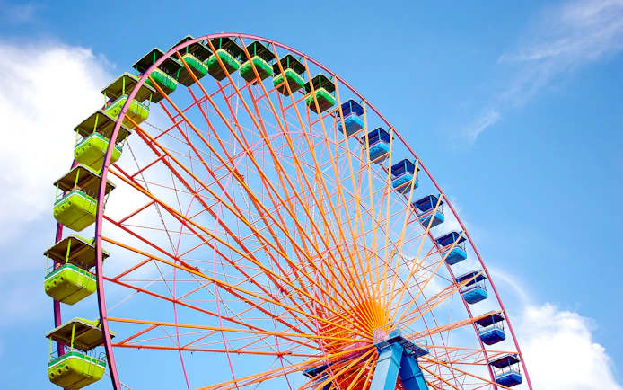Giant Wheel at Cedar Point against a clear blue sky.