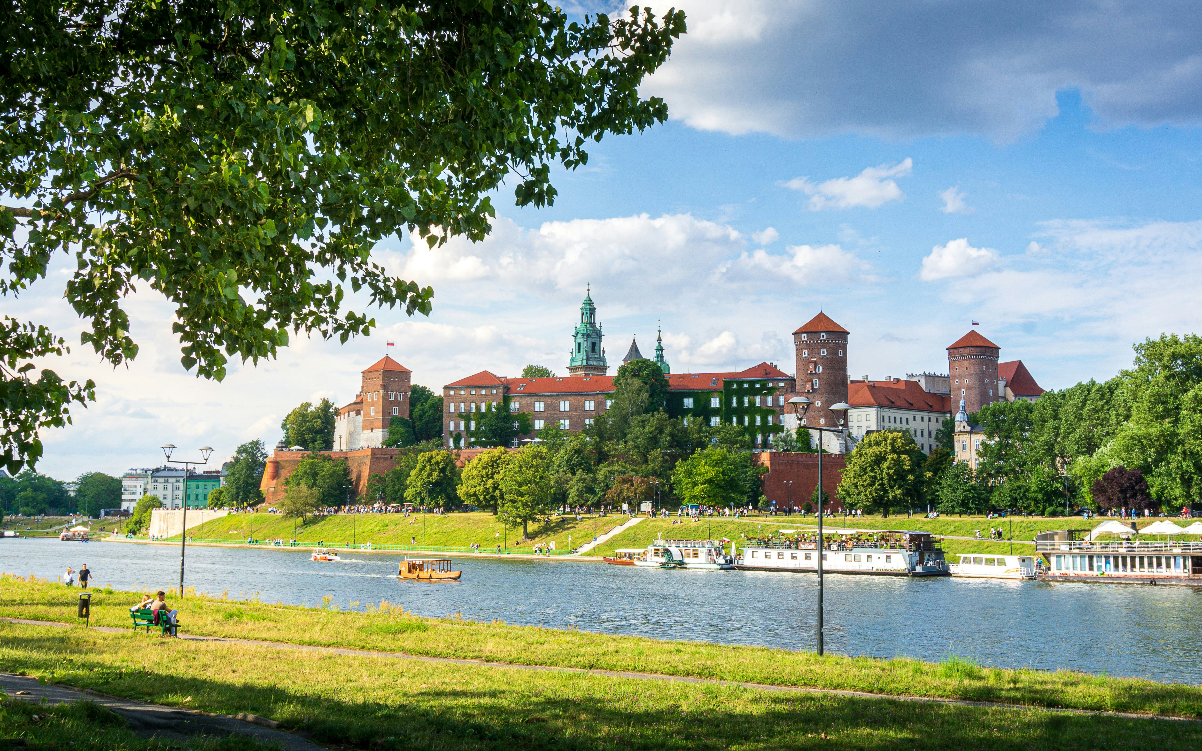 Wawel Castle view from Vistula Boulevards in Krakow, Poland.