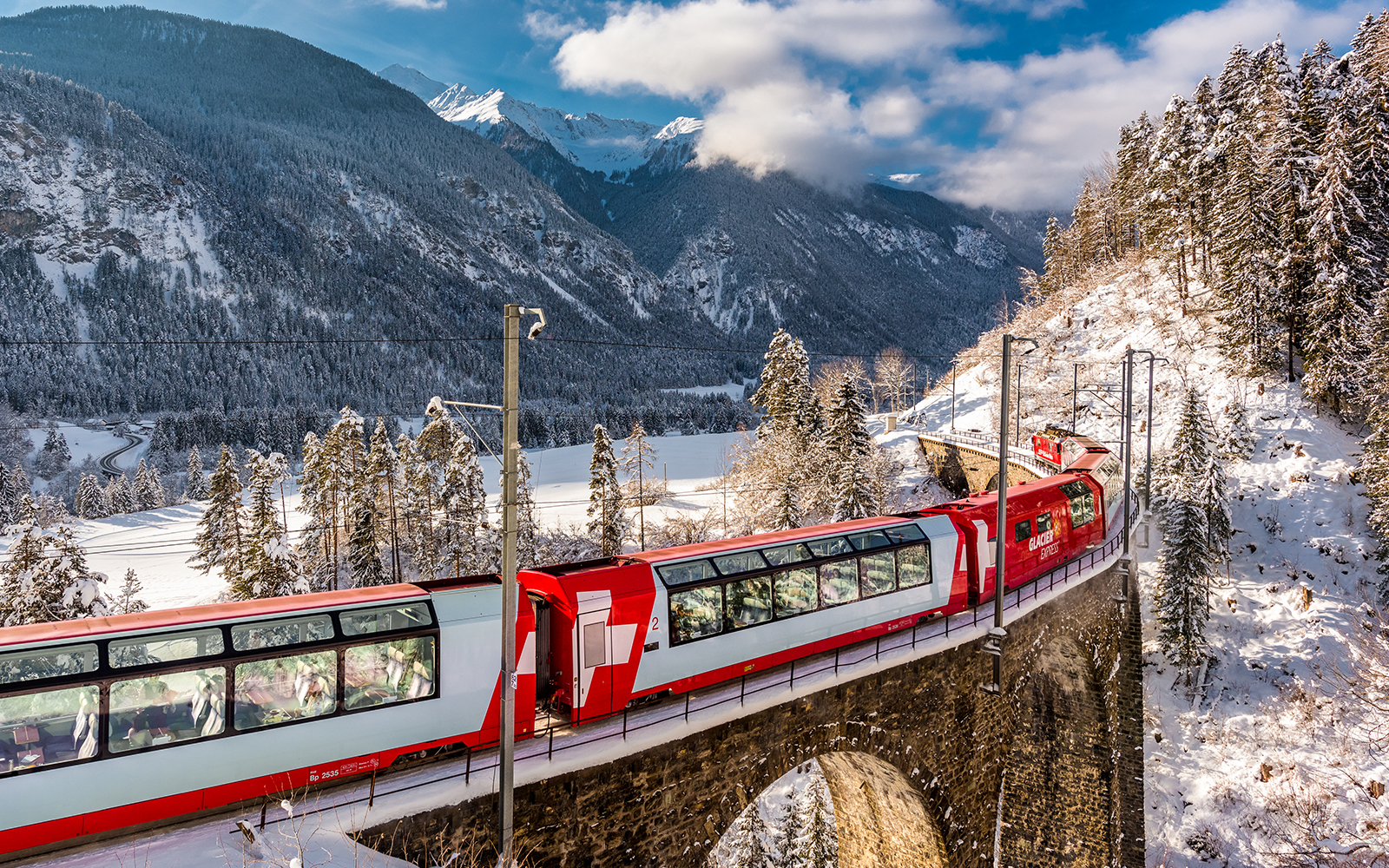 Glacier Express on the Schmitten Viaduct, Graubünden