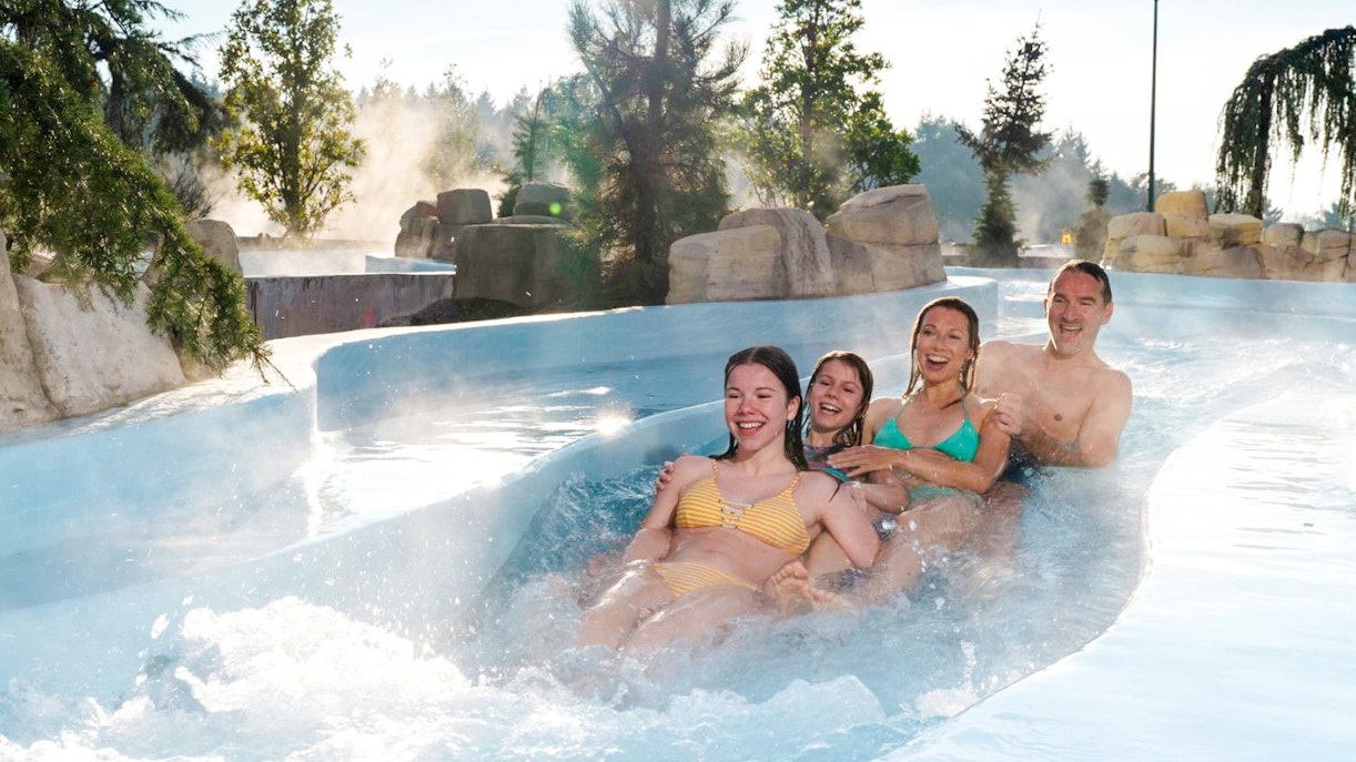 Visitors enjoying the lazy river at Europa Park.
