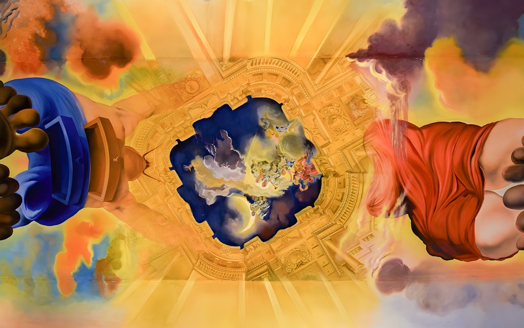 Ceiling painting "Palace of the Wind" by Salvador Dalí in Dalí Theatre-Museum, Figueres, Spain.