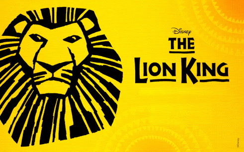 Lion King logo with stylized lion face, Sydney show promotion.