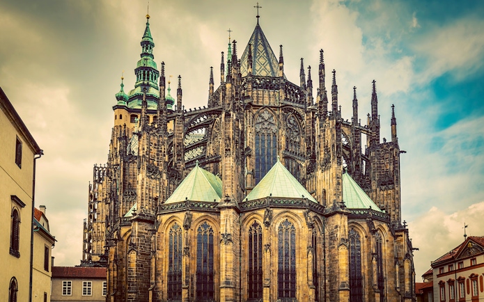 Prague Castle with Gothic architecture on a guided tour in the Castle District.