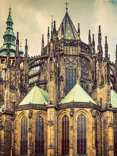 Prague Castle with Gothic architecture on a guided tour in the Castle District.
