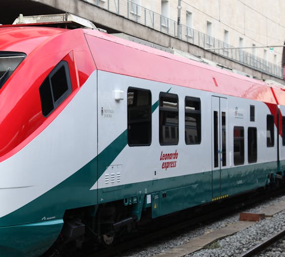 Leonardo Express train at Leonardo da Vinci–Fiumicino Airport station.