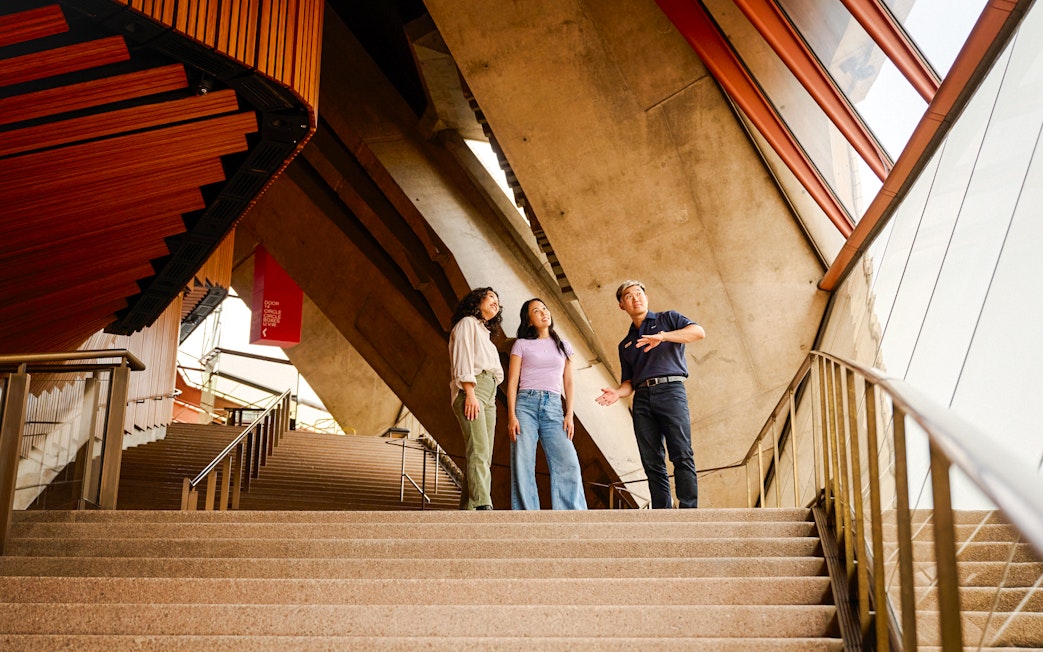 Guided tour group inside Sydney Opera House.