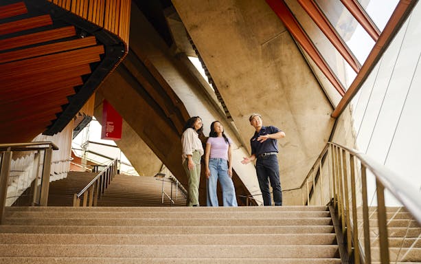 Guided tour group inside Sydney Opera House.