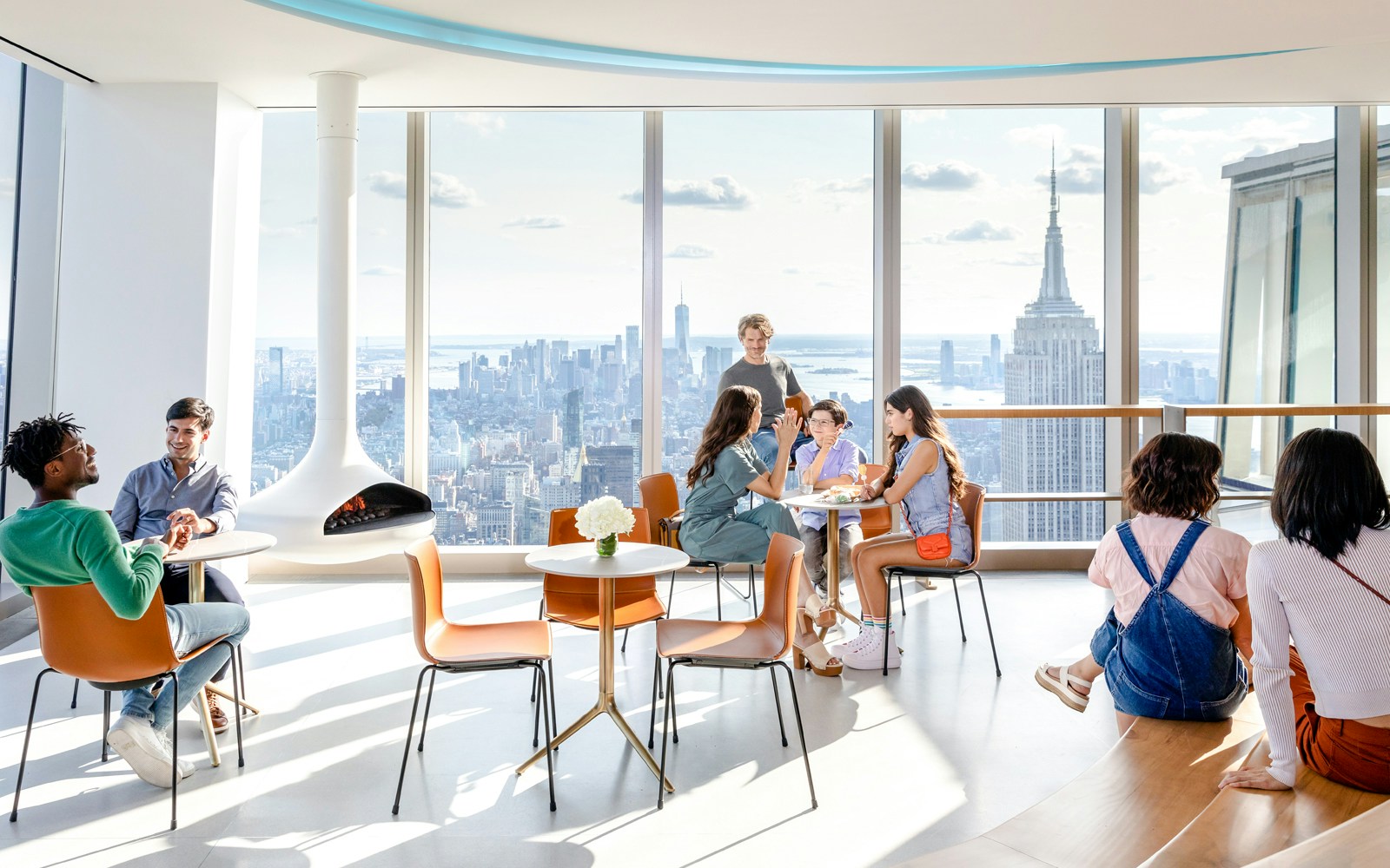SUMMIT One Vanderbilt observation deck interior with panoramic New York City views.