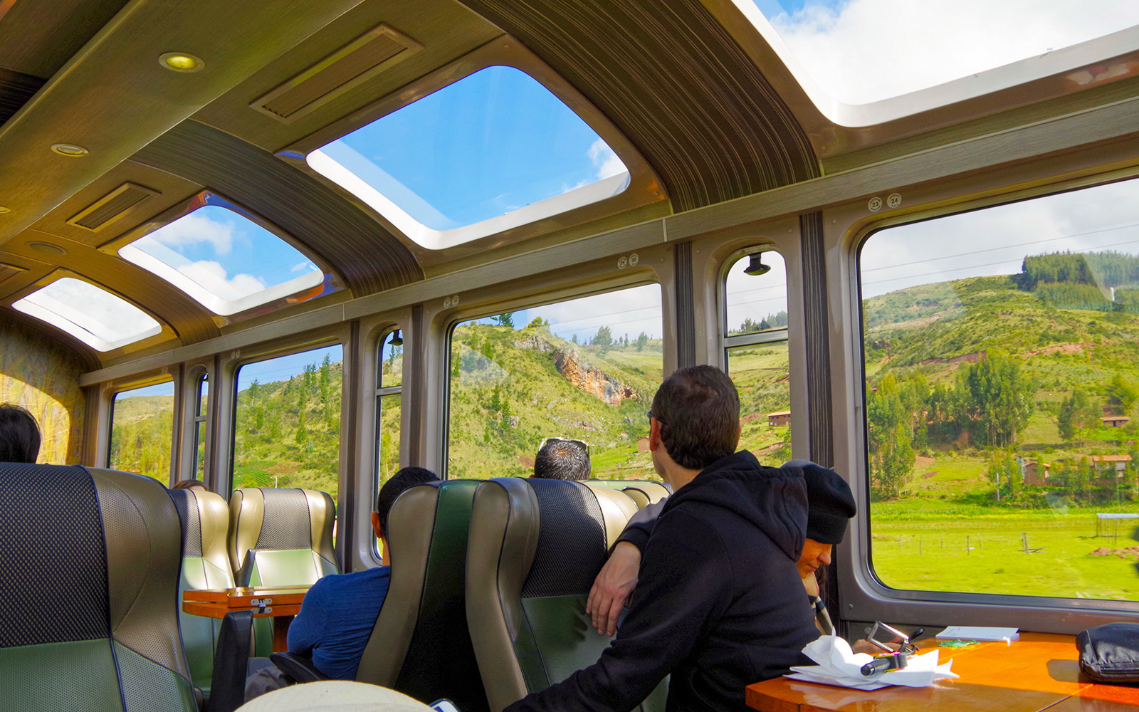 Panorama train window view of Machu Picchu starting from Aguascalientes
