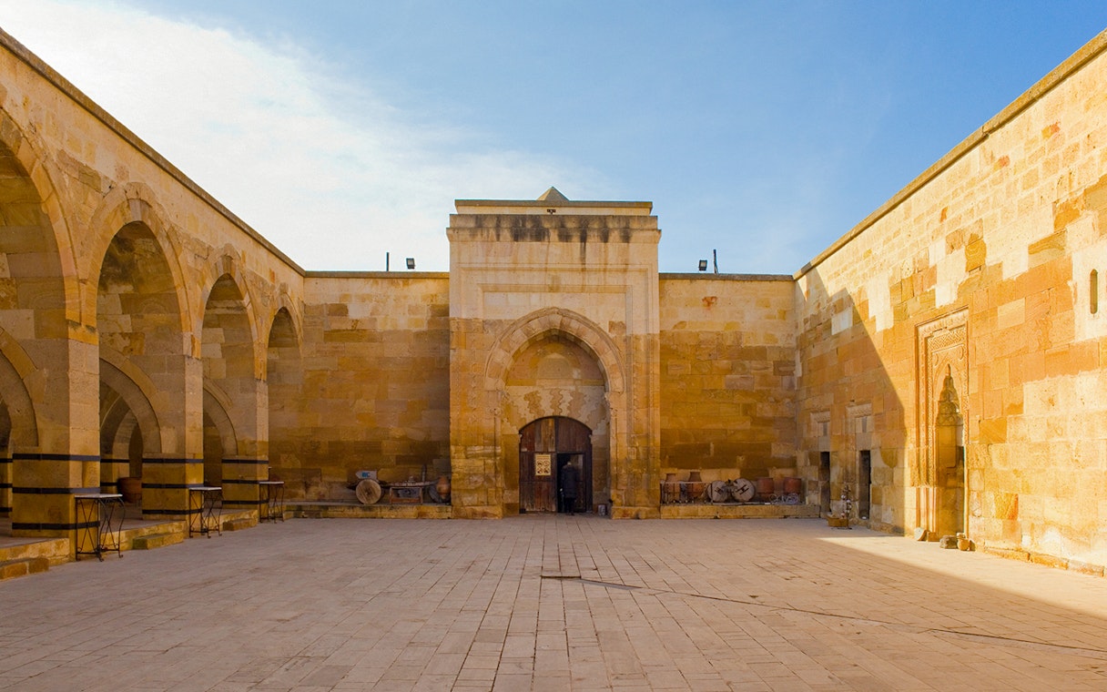 Cappadocia caravanserai courtyard, venue for Whirling Dervishes ceremony.
