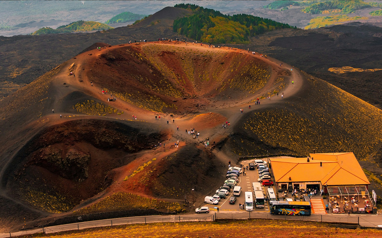 Silvestri craters on Mount Etna, Sicily, showcasing volcanic landscape and hiking trails.