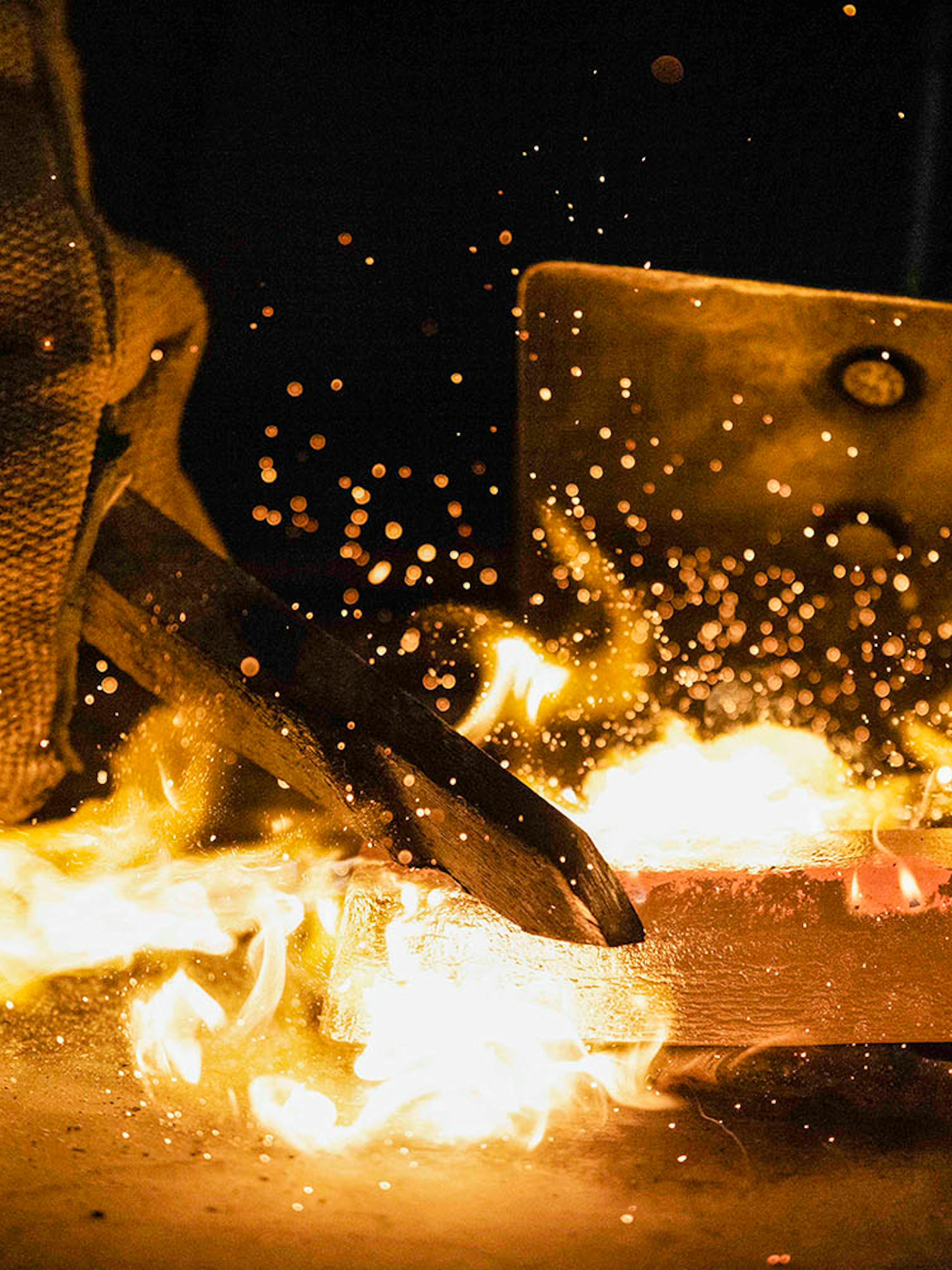 Molten gold being poured at Sovereign Hill Museum gold mine.