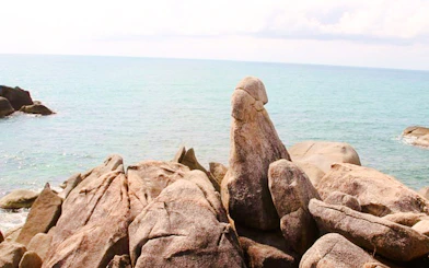 Hin Ta rock formation by the sea on Koh Samui, Thailand.