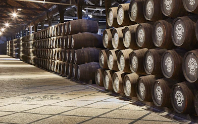 Barrels of Cockburn's Port in a cellar during the English tour and Super Premium tasting.