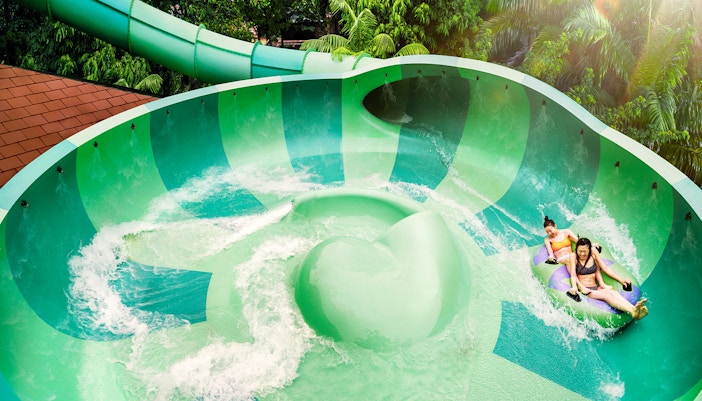 Guests on Spiral Washout at Adventure Cove Waterpark