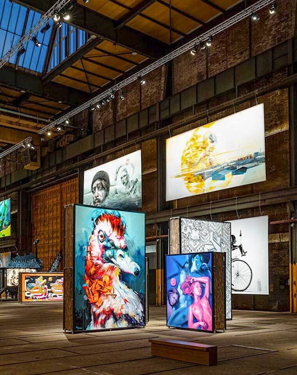 Straat Museum Amsterdam interior with vibrant street art displays.