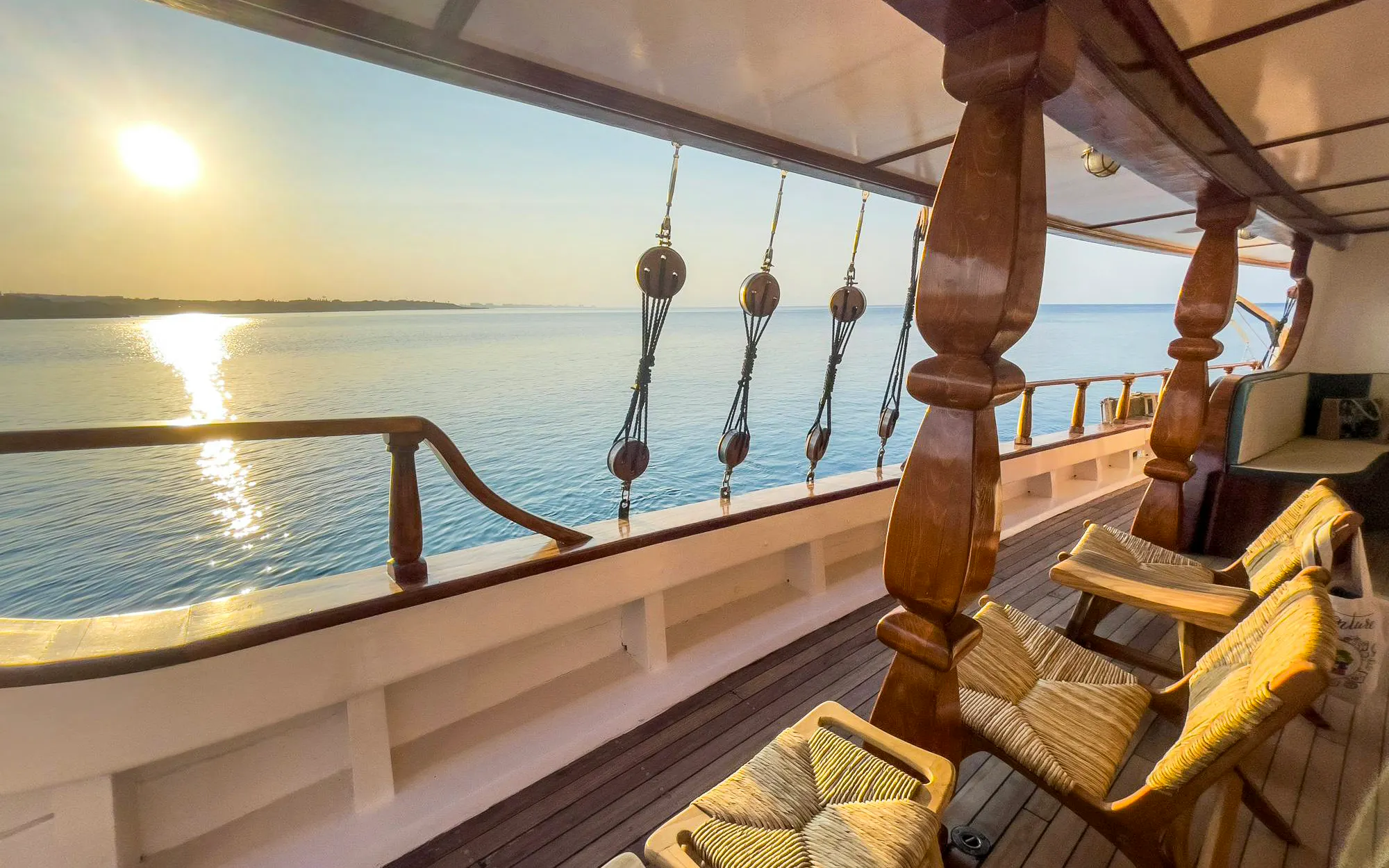 Sunset view from a boat deck on the Blue Lagoon cruise, Ayia Napa, Cyprus.