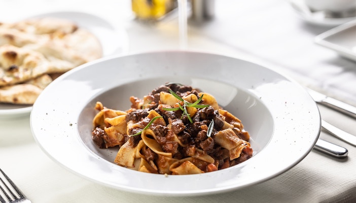 Pasta at a restaurant