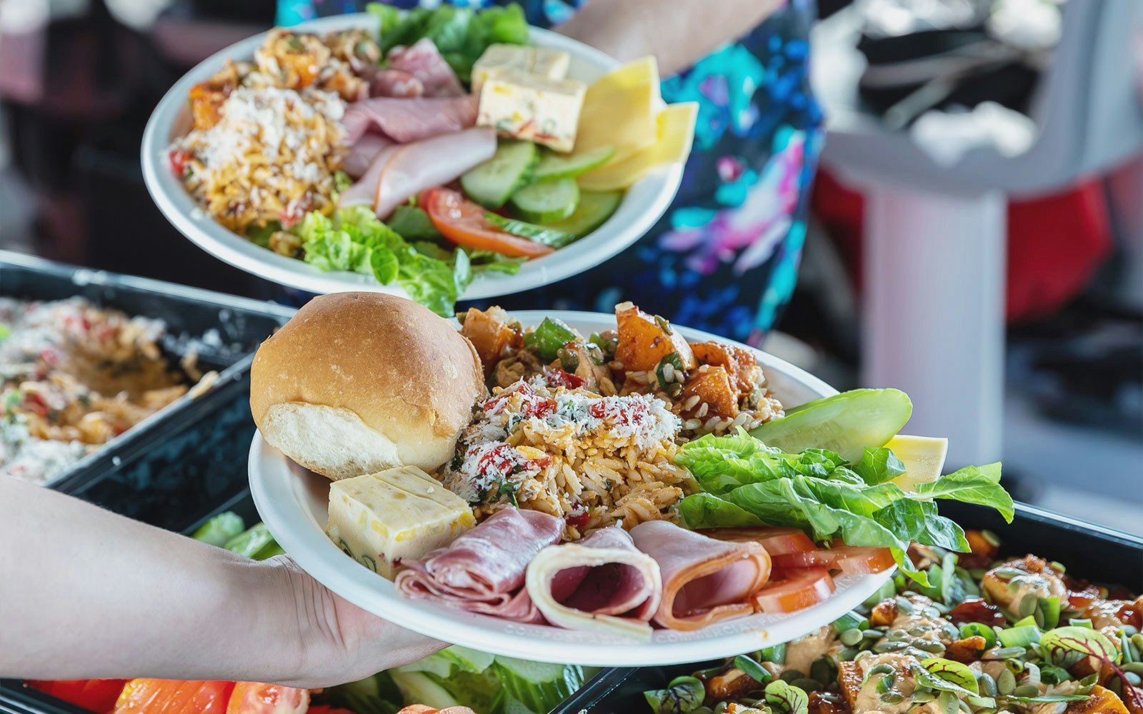 Plates of assorted food served on the Outer Reef Snorkel Adventure tour.