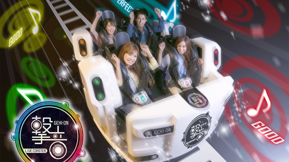 People on a ride in Tokyo Joypolis Theme Park