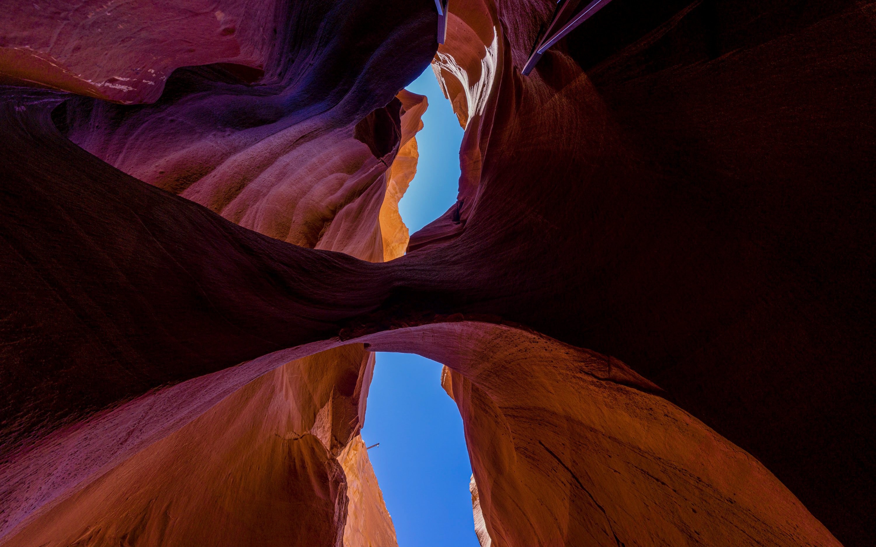 Canyon rock formations with blue sky in Deer Canyon, Arizona.