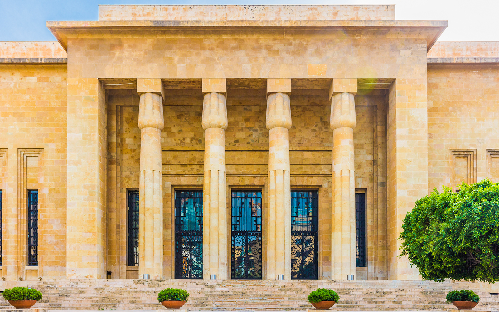 Beirut National Museum facade with columns on Hop On Hop Off tour.