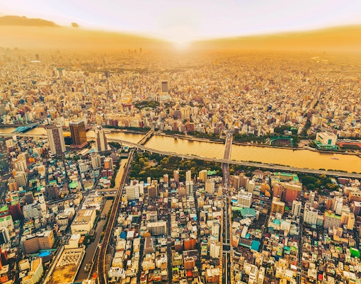 Sumida River at sunset from Tokyo Skytree