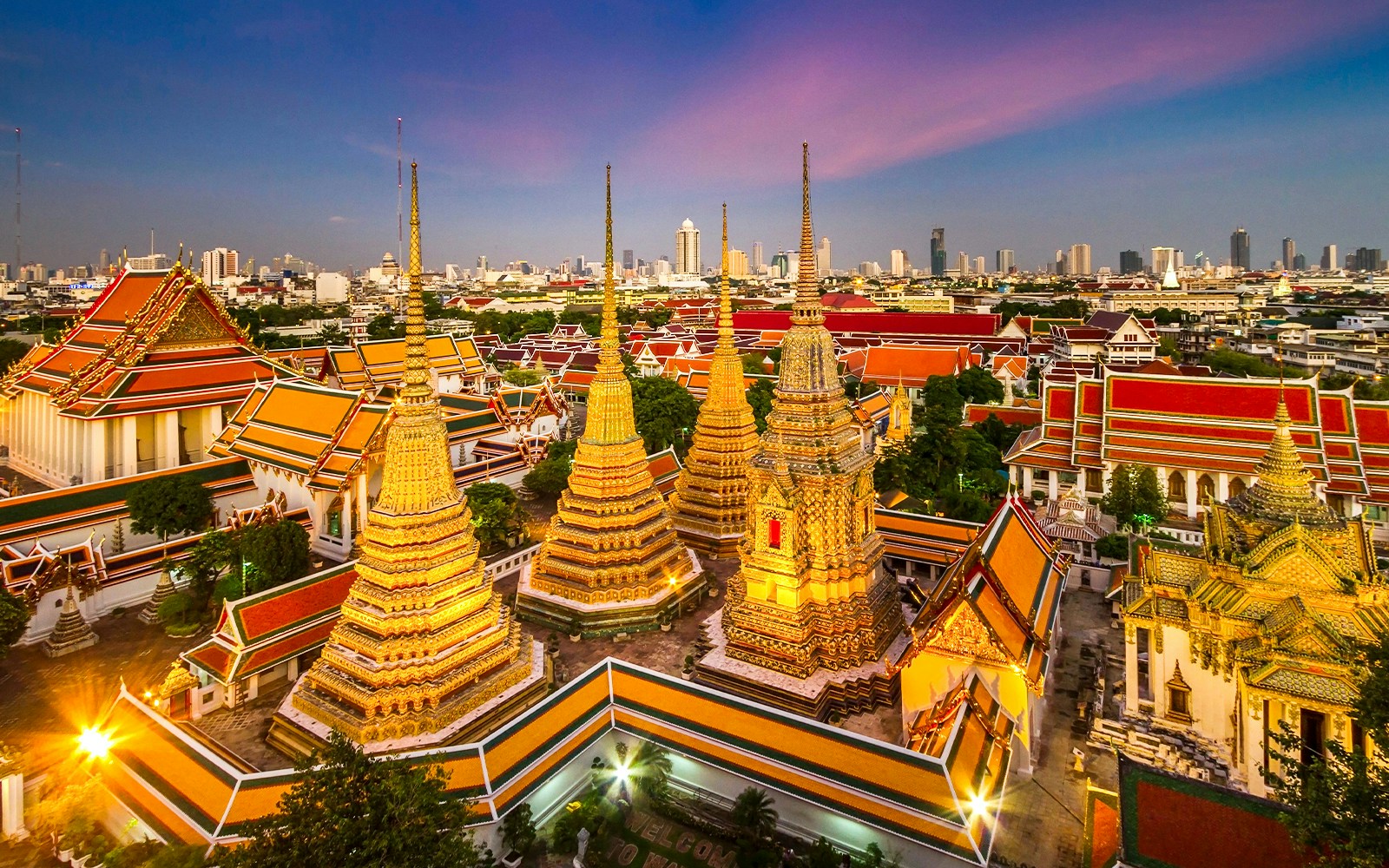 Wat Pho temple at Twilight