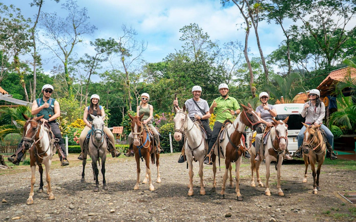 Group on horseback ready for jungle tour in Manuel Antonio.