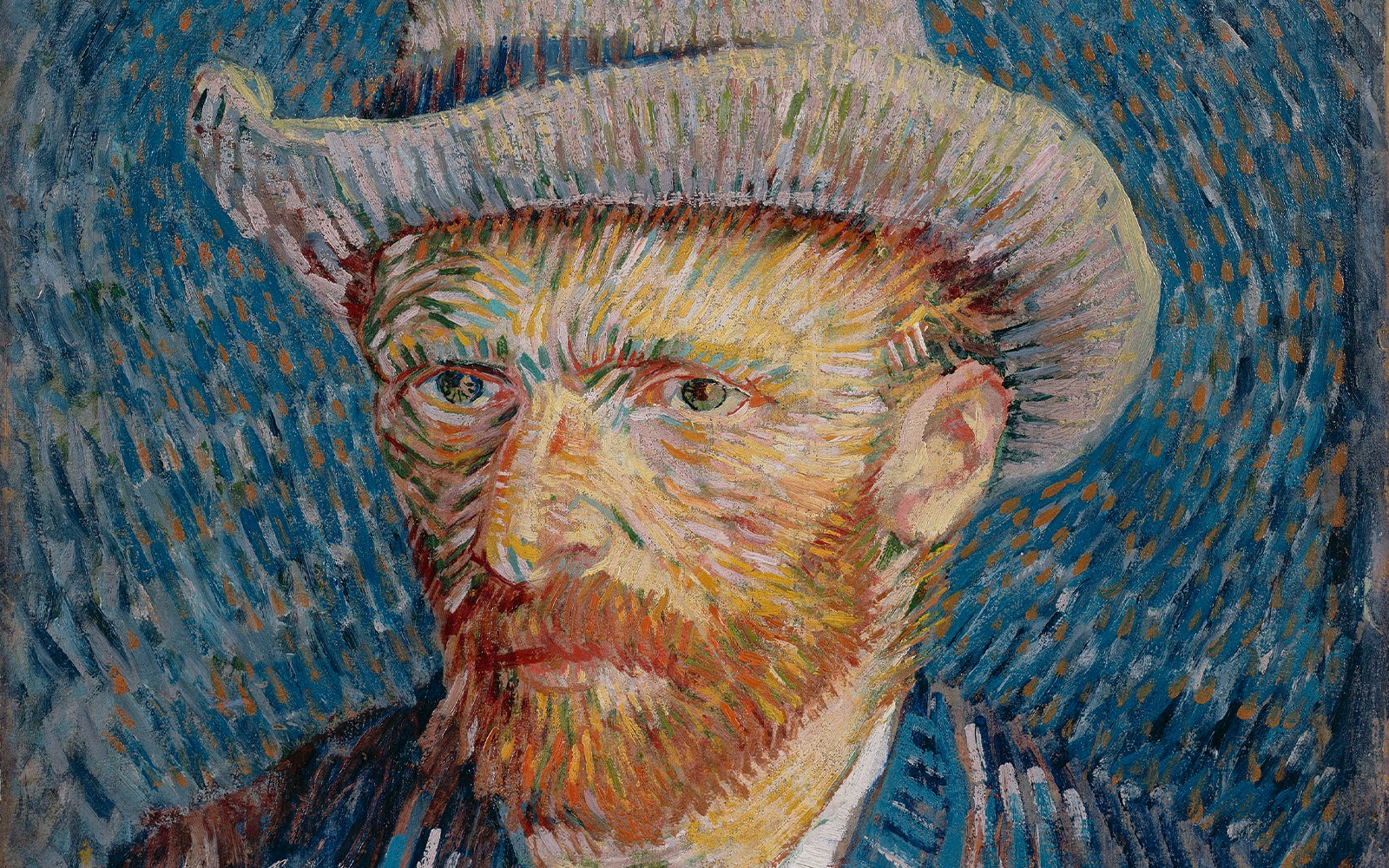 'Self Portrait with Grey Felt Hat' by Vincent Van Gogh in the museum