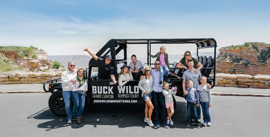 Guests enjoying a Hummer tour with views of the Grand Canyon National Park.