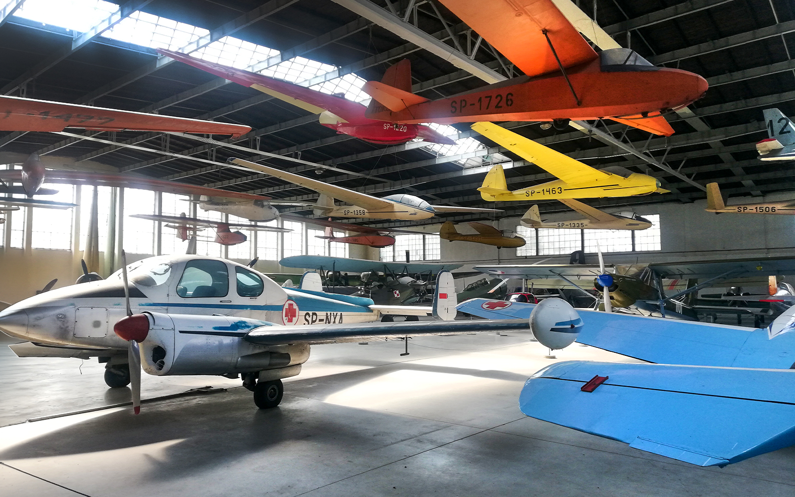 Vintage aircraft display at the Polish Museum of Aviation in Krakow.