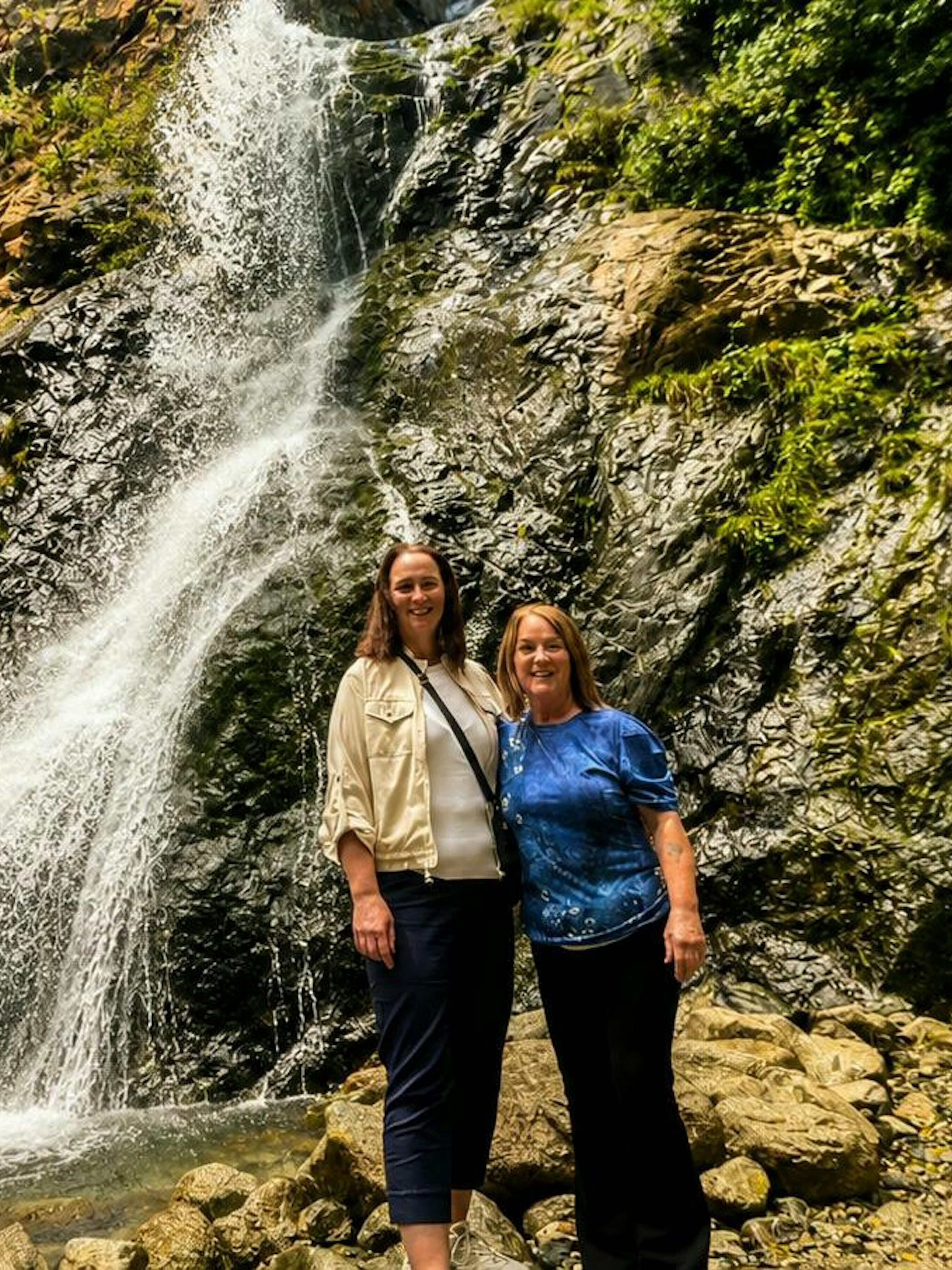 Visitors at a waterfall in Ourika Valley, Atlas Mountains, Marrakech.