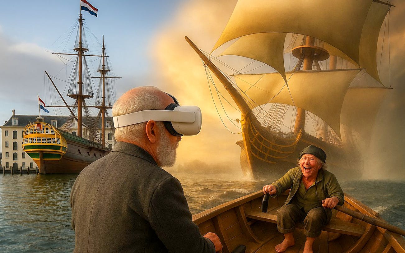 Guests experiencing 17th Century Historic Luxury VR Cruise in Amsterdam.