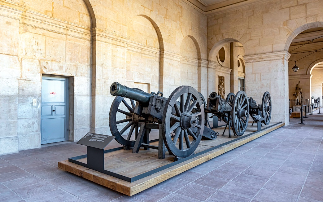 Cannons displayed at the Army Museum in Invalides, Paris.