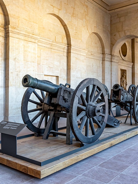 Cannons displayed at the Army Museum in Invalides, Paris.