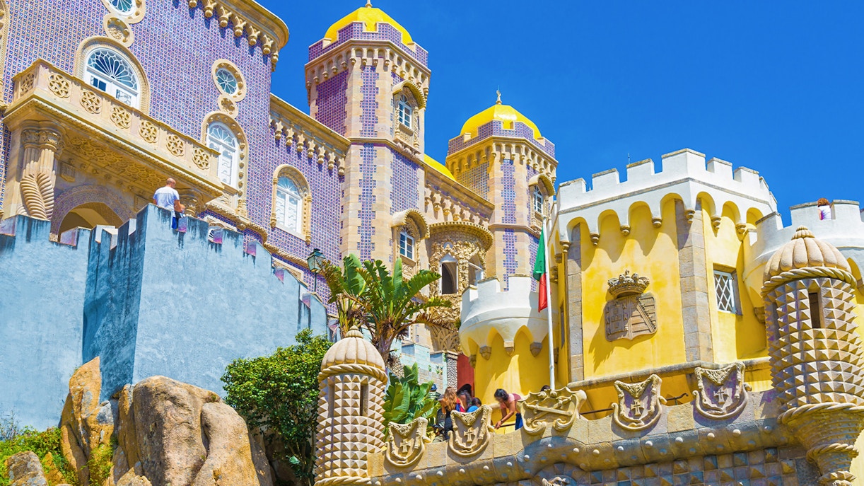Pena Palace's vibrant architecture in Sintra, Lisbon, Portugal.
