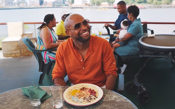 Guests enjoying pancakes on a cruise in Rotterdam.