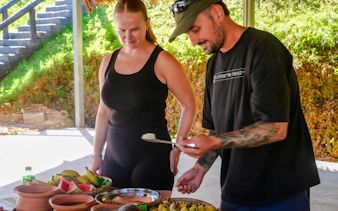 Participants preparing food at Krabi Elephant Local Project workshop, Krabi.