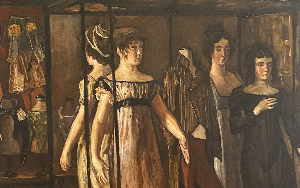 Women in period dresses in a painting at Reina Sofia Museum, Madrid.