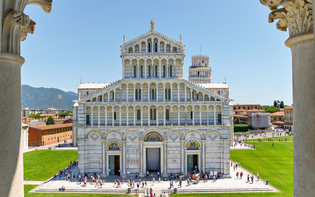 Cathedral of Pisa with Leaning Tower in background, Italy.