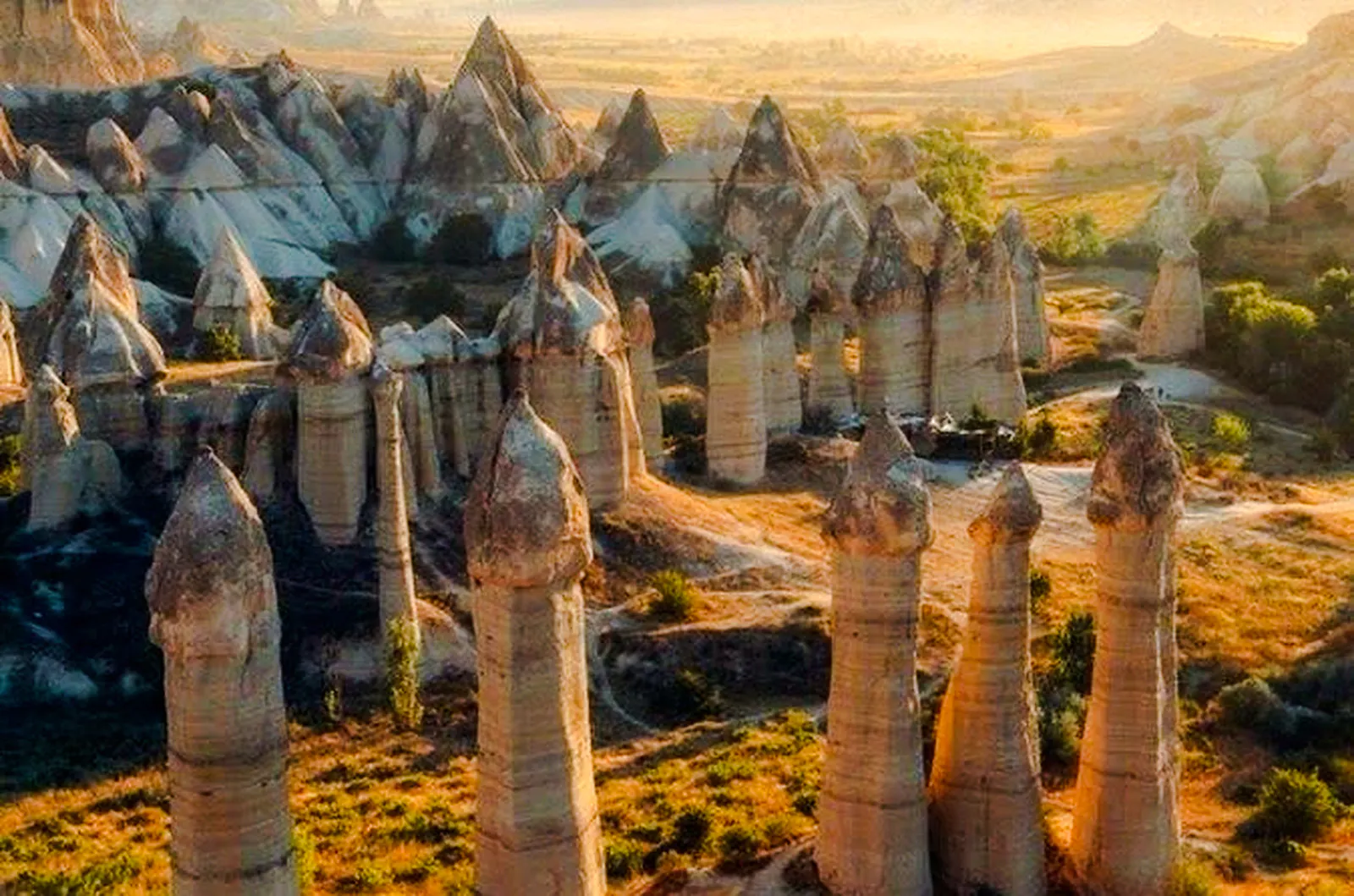 Fairy chimneys in Cappadocia during the Red Tour, Turkey.