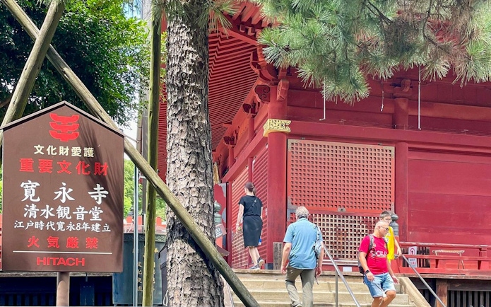 Visitors at Kiyomizu Kannon-do Temple in Ueno Park, Tokyo, during a private tour.