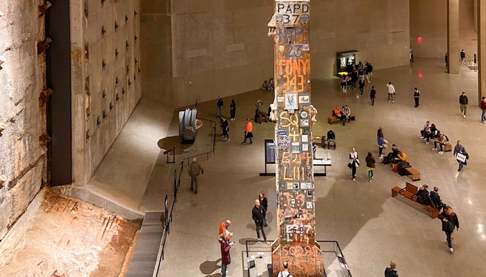 9/11 Museum exhibit with artifacts and displays in New York City.