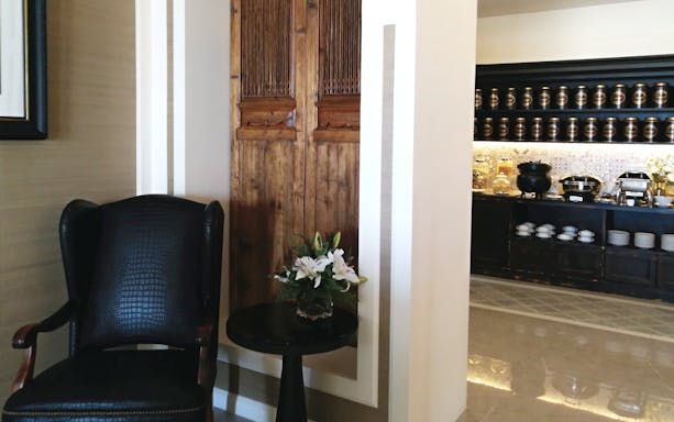 Coral Executive Lounge seating area and buffet at Phuket International Airport T1 Domestic.