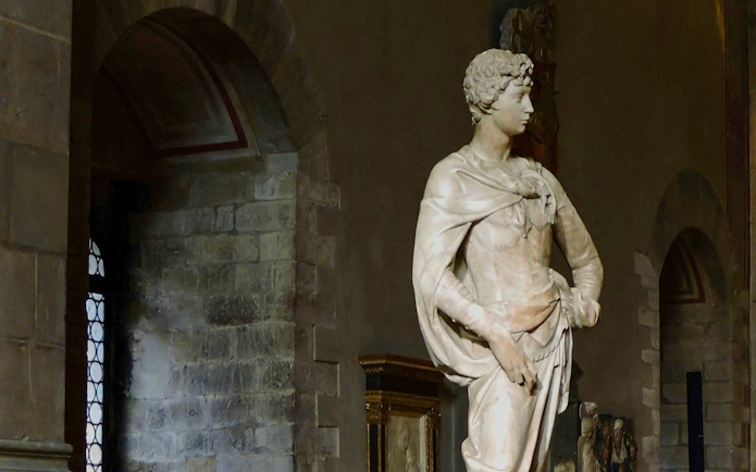 Sculpture of David in Museo del Bargello, Florence.