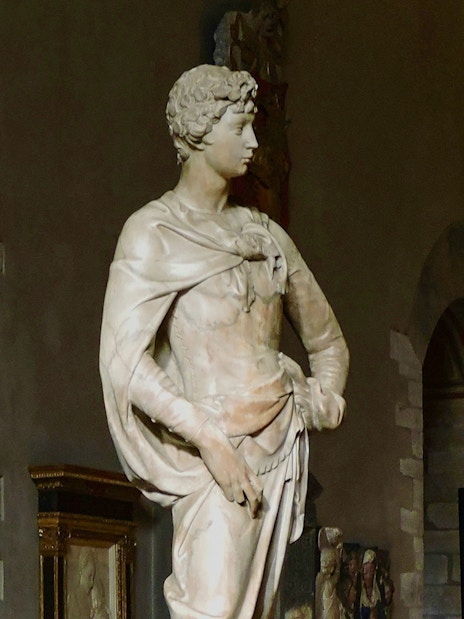 Sculpture of David in Museo del Bargello, Florence.